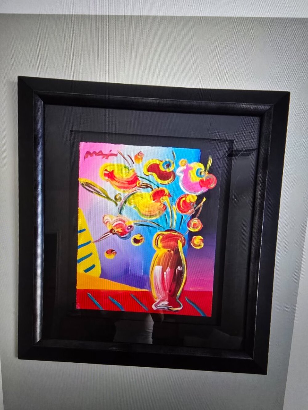 Peter Max Flower Vase of Flowers With COA